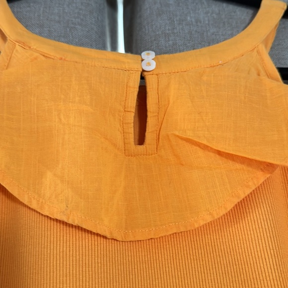 Maeve by Anthropologie Orange Ribbed Ruffle Tank - Picture 3 of 4